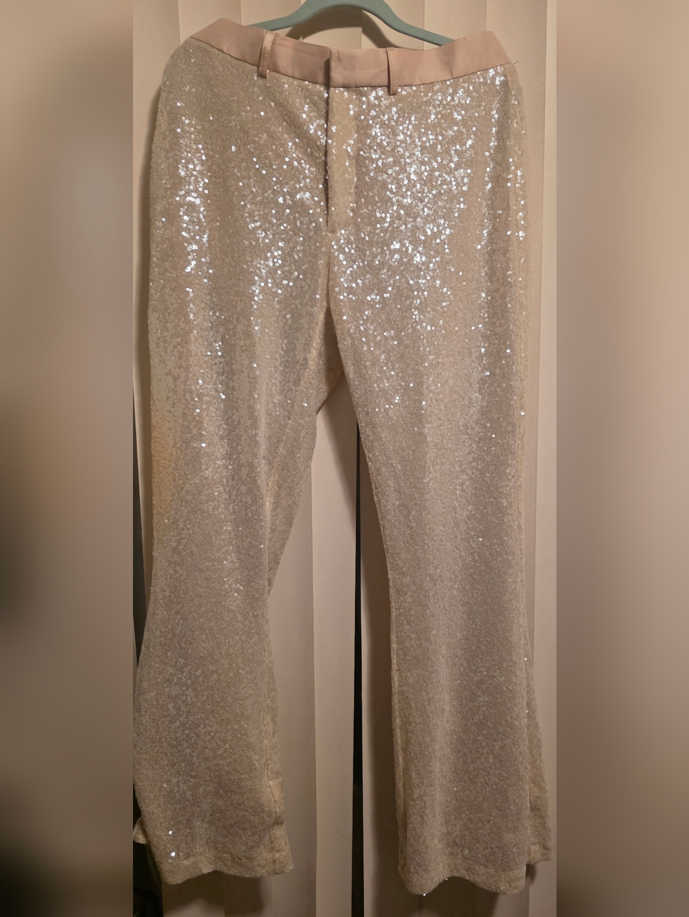 ASOS Champagne Sequin Wide-Leg Pants